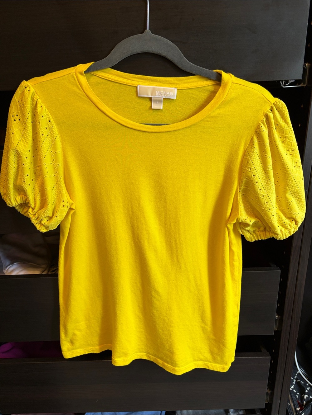 Michael Kors Bright Yellow Puff Sleeve Tee